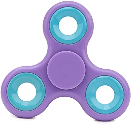 Toyland® Fidget Hand Spinner - Sollievo da Stress e ansia - Colori Assortiti (Rotazione Viola e Anelli Azzurri)
