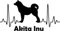 Generisch Autoaufkleber Aufkleber Herzschlag Liebe EKG Deko Sticker selbstklebend schwarz Breite 28cm Motiv: Akita Inu 01
