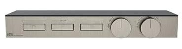 Gessi HI-FI, Fertigmontageset für 3/4 Hochleistungs-Thermostat,Tasten-Bedienung, Ablage schwarzes ESG-Rauchglas, horizontalen Montage mit 3 separaten Ausgänge, 63024, Farbe: Finox Optik