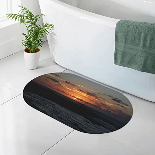 Ocean Cliff Sonnenuntergang Bedruckte Badezimmerteppiche Badematte rutschfest Gummi Badezimmermatte saugfähig Badteppich für Badewanne Waschbecken Teppich