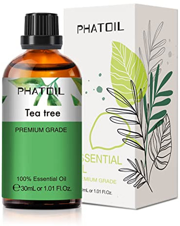 PHATOIL Aceite Esencial Tee Tree 30ml, Aceites Esenciales Naturales Puros para Humidificador, Aceite de Árbol de Té para Difusor Aromaterapia Velas, Tee Tree Oil