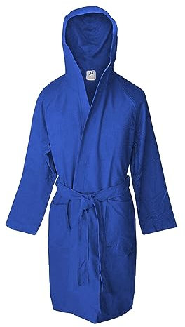 Jenny Sesal Accappatoio in microfibra con cappuccio e cintura Uomo/Donna confezione salvaspazio (XL, Blue Royal)