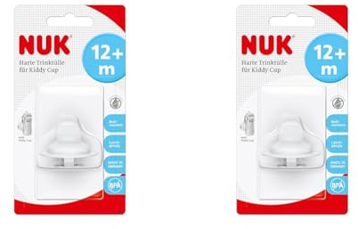 NUK Kunststoff Harte Trinktülle für Kiddy Cup, 300ml, beißresistent, leichtgängig und auslaufsicher, ab 12 Monaten, BPA frei, weiß (Packung mit 2)