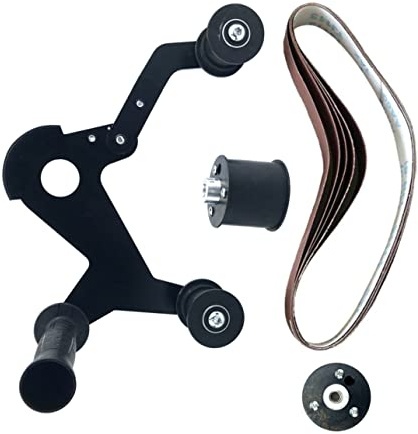 Angoily Mini Ponceuse à Bande Portable, Kit Ponçage Ceinture Inox, Outil Polissage Tubes Ronds, Protection Sécurité Intégrée, Usage Professionnel pour Inox et Métal,