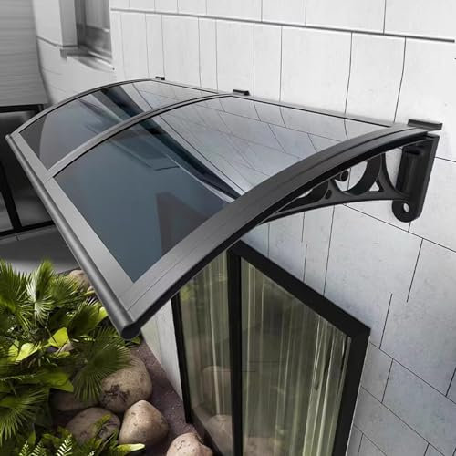 kufu01 Auvent de Porte et Fenêtres de Protection UV,Marquise de Porte d’Entrée en Polycarbonate,Auvent de Véranda 60/80/100/120/150 Cm de Largeur en Option,Cadre en Aluminium (60x130cm/24 x51)