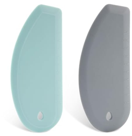 2uds Raspadores de Masa Silicona, 17,2x7,7cm Rasqueta Cortadora Multifuncional Raspador de Pastelería Espatula Panadero Gadget de Cocina para Hornear Pasteles, Pan, Pizza (Gris + Verde)