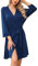 Lovasy Accappatoio Corto da Donna Stampato Vestaglie Morbido e Leggero Abiti kimono in Maglia Lunghezza del Ginocchio Loungewear con Scollo a V e Cintura A Blu cobalto L