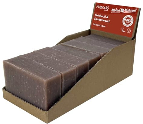 Friendly Soap - Naked & Natural Spicy Woody Patchouli & Sandalwood (7 x 95g), Plant-Based, Cruelty-Free, Made By Hand, No Preservatives or Sulphates, Recyclable, Sustainable, Environmentally Friendly