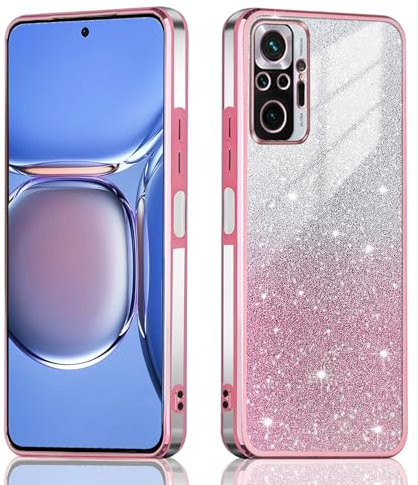 JNERBUYI Funda Bumper para Xiaomi Redmi Note 10 Pro 4G, Funda para móvil de Antigolpes, Carcasa Ultrafina Galvanizada, Funda Brillante para Niñas. Rosa