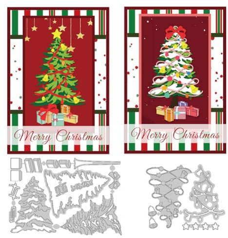 DELORIGIN Stampi per albero di Natale per la fabbricazione di carte in acciaio al carbonio fustellatura cornice fustellatura stencil novità per il fai da te di Natale compleanno foto