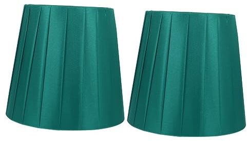 HOMSFOU 2 Stück Stoff Glühbirnen Lampenschirm Stoff Lampenclip Glühbirnen Licht Wandlampe Hängelampe Schirm Wandlampenschirme Kleiner Lampenschirm Blaugrün Weiß Samt