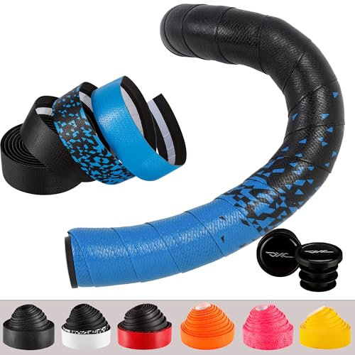DXC BT Lenkerband Rennrad/Lenkerband Gravel Paar 3cm x 210cm, Dicke 3mm, Bar Tape, Bartape Griffband (Dual Color, blau)