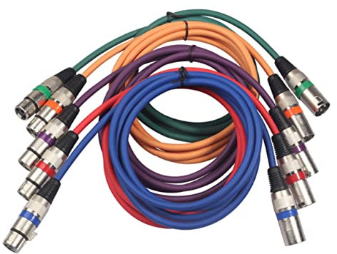 JEWEDECO 6 Pack XLR Male to Female Audio Cable Balanced Microphone Wire 1m Long Colorful