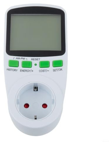 Emiif Stromzähler für die Steckdose - Digitaler Energiemesser für Innenräume - Stromverbrauch, Spannung, Leistung & Kosten Überwachung - LCD-Display mit Hintergrundbeleuchtung