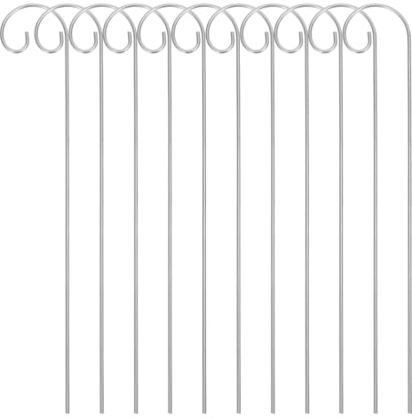 Supvox Schäferhaken aus Metall 40 Stück - Wetterfeste Gartenstecker für Pflanzenetiketten - 30 cm Robuste Halter für Laternen und Außendeko - Silberne Metallstäbe