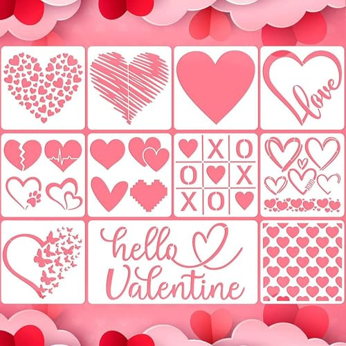 11 Stück Valentinstag Herzförmig Schablone
