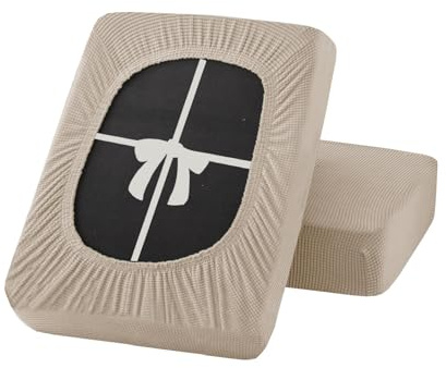 UNBBRRL Sofa sitzkissenbezug Stretch, rutschfest bezüge für Sofa mit Krawatten, sitzkissenbezug eckbank überzug Couch schoner Auflage (W(230-280cm),D(50-70cm),Natural)