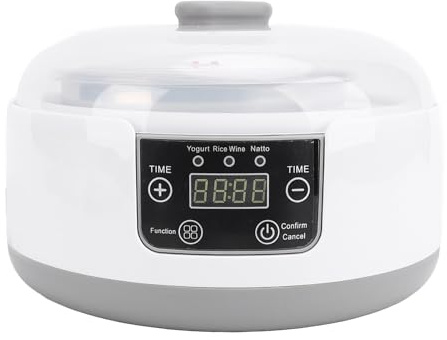Machine à yaourt électrique, machine à yaourt Natto maison de 1,2 L, incubateur à yaourt maison avec pot en verre et doublure en acier inoxydable, pour yaourt biologique (Plug UE