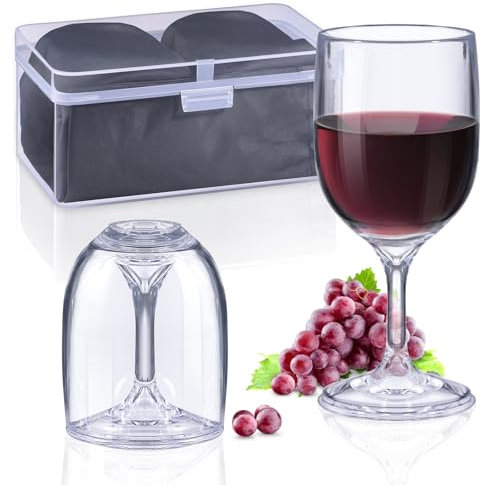 ecooe Weingläser Kunststoff to go, 200ml Moderne Rotweingläser Weißwein und Sektgläser mit Kunststoffbox