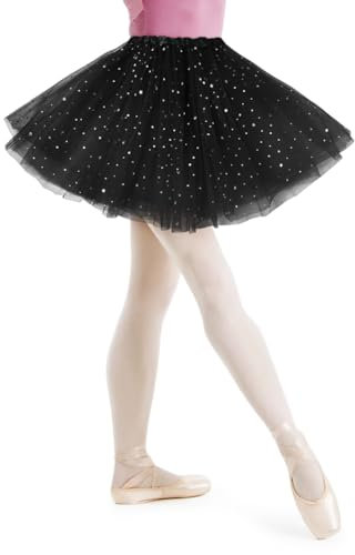 AYBUY Gonna Tutu Donne, 40cm Gonna Tutu in Paillettes Donna, tutù di Danza Classica per Adulti, Adolescenti e Adulti, Adatto per Halloween, Feste in Maschera, Balli in Costume, Feste Festive(Nero)