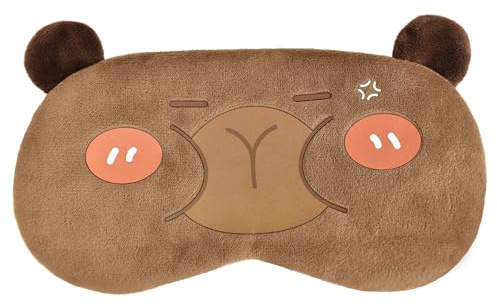 VerteLife Niedliche Augenmaske Weiche Plüsch Schlafmaske(Capybara,Zorn) | Verstellbare Reise Augenbinde zum Schlafen, Neuheit Schlafbrille für Frauen und Männer
