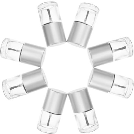 GANAZONO 10pcs 10ml Empty Nail Polish Bottles Silver Caps Refillable Glass Storage Containers for Diy Nail Art and Salon Use