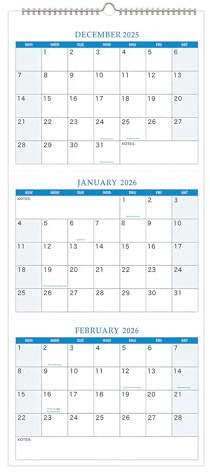 Yulokdwi Calendrier Mural 2026 Grand Format - Calendrier 3 Mois 2025-2027 - Organisateur Annuel pour Entraînement Quotidien Maison Voyage Bureau Fête Réfrigérateur Mariage Vacances