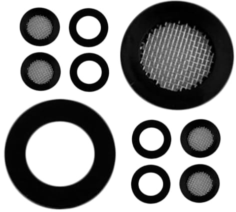 SOLUSTRE 10 Stück Duschkopf Silikondichtung mit Edelstahl Siebfilter Auslaufsichere Gummidichtung für Handbrause Fest Installierten Duschkopf Schwarz