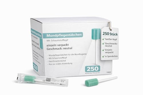 BUXMED 1.000 Stück Mundpflegestäbchen, Erfrischungsstäbchen, Mundpflege, Mundpflegestäbchen Schaumstoff, Breath Strips, Mundpflegestäbchen Palliativ, Mundstäbchen zur Pflege, Oral Swabs, Mundschwämme