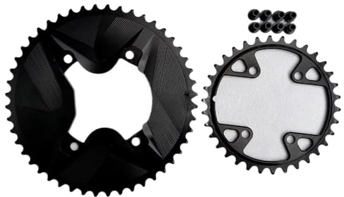 Generisch Gravel Bike Kettenblätter Set rund for Kettenblatt 2-Gang AERO, kompatibel mit Shimano GRX 820/810 Asymmetrisch(GRX-Black)