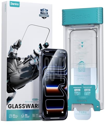 BENKS GlassWarrior AR for iPhone 17 Pro Tempered Glass, [Anti-Reflective, TÜV & SGS Certified] 3D Full Screen Protector, Aluminum-Lithium Silicate, Shatter-Resistant with Alignment Frame