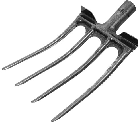 iplusmile Fourche de Jardin Outil de Jardinage Robuste à 4 Dents en Acier Argentée pour Labourer et Ameublir Le Sol , pour l'agriculture Paysagisme