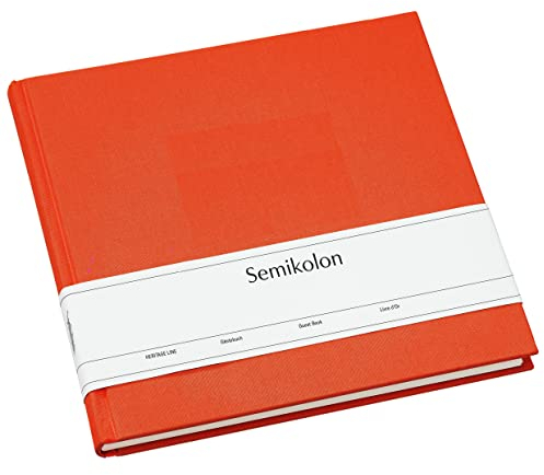 Semikolon 353541 Gästebuch - 25 x 23 cm - mit 180 blanko Seiten zum Selbstgestalten, Lesezeichen - orange orange
