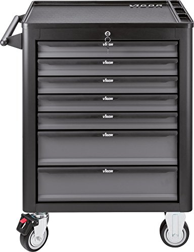 VIGOR Werkstattwagen Series L V1901 | leer | Traglast pro Schublade: 25 kg | Fahrgriff ermöglicht einfaches Rangieren | Gewicht Wagen: 72 kg