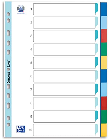 Oxford Kunststoff-Register A4, Strong-Line, blanko, 10-teilig, 10 Stück
