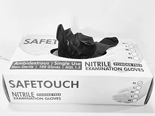Black Nitrile Powder Free Gloves AQL 1.5 , Size Extra Large - Case Qty 1000 (10 Boxes x 100)