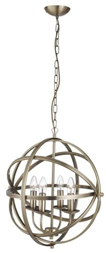 Orbit 4Flammiger Käfigrahmen Kugel Pendelleuchte, Antik Messing Antique Brass