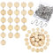 Hicarer Lot de 100 pendentifs ronds en bois de Noël avec 2 trous et 100 crochets en S pour panneaux d'anniversaire, tableaux de chore et travaux manuels