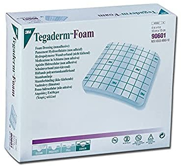 3M Tegaderm™ Foam – 10 x 10 cm, nicht klebender Verband aus Polyurethanschaum, Packung mit 10 Stück