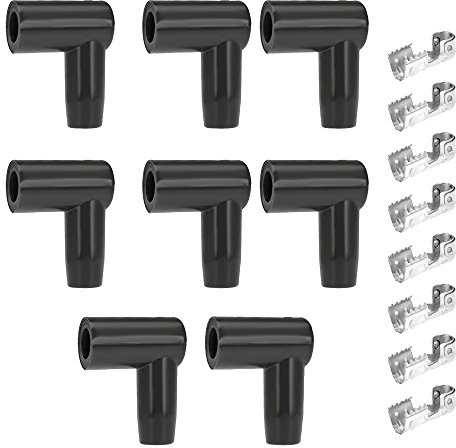 Anxingo Spark Plug Wire Kit - 90 Degree HEI Distributor & Coil Boot Terminal Set, Compatible with 6mm 7mm 8mm 9mm 10mm Wires (8-Pack)