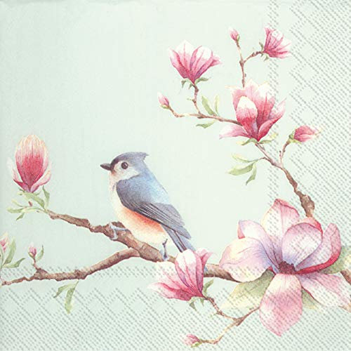 Boston International IHR Lunch-Papierservietten, 16,5 x 16,5 cm, Frühlingsmelody hellblau