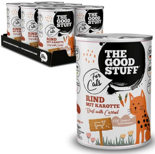 THE GOODSTUFF for Cats Rind mit Karotte 6x400g | Katzenfutter Nass | Katzenfutter Nass mit 70% Rind | Katzenfutter Nass Dose ohne Getreide und Zucker | Hochwertiges Alleinfutter für Katzen