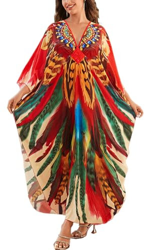 L-Peach Women's Kimono Long Dress Maxi Kaftan Summer Beach Boho Cover up Tops