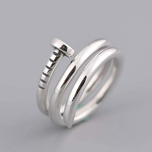 WOZUIMEI Chinesischer Stil Ringschmuck S925 Sterling Silber Ring Vintage Thai Silber Ring Weibliche Mode Silber Nagelform Verstellbarer SpaltringRing