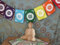 GURU SHOP Chakra-Meditation Wimpelkette - Modell 3, Baumwolle, 25x22x0,1 cm, Gebetsfahnen