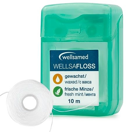 Wellsamed Zahnseide im 10m Spender, für eine gründliche Zahnzwischenraumreinigung (Minzgeschmack, 1 Stück)