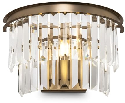 MAYTONI DECORATIVE LIGHTING Moderne Wandleuchte Revero, Halbrund, Gold Metall, 1-flammig, Kristall, Design Art Deco, für 1 x E14 40W nicht inkl. für Wohnzimmer, Büro, Esszimmer, Schlafzimmer, Lobby