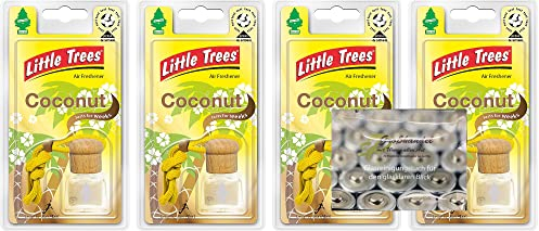 4er Set Duftflakon von Wunderbaum - Duftrichtung Coconut - Kokosnuss - inkl. Original Glasreinigungstuch von SP Großhandel. (Coconut)