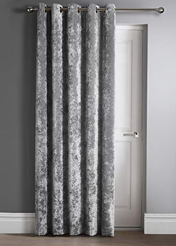 Intimates Velvet Crushed Door Panel Thermal Winter Lined Curtain Panel 46 x 84 Energy Heat Saving (Silver)