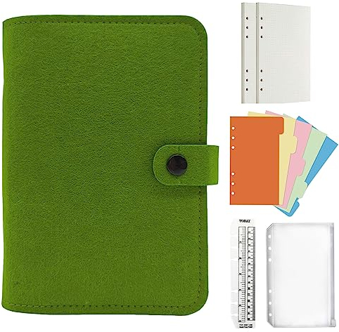 Jalach Filz Ringbuch a5 a6 nachfüllbar, A6 A5 Binder mit 90 Blatt Papier gepunktet Notizbuch Ringordner Tagebuch Planer Kalender Organizer für Arbeit Schule Rezepte Reise